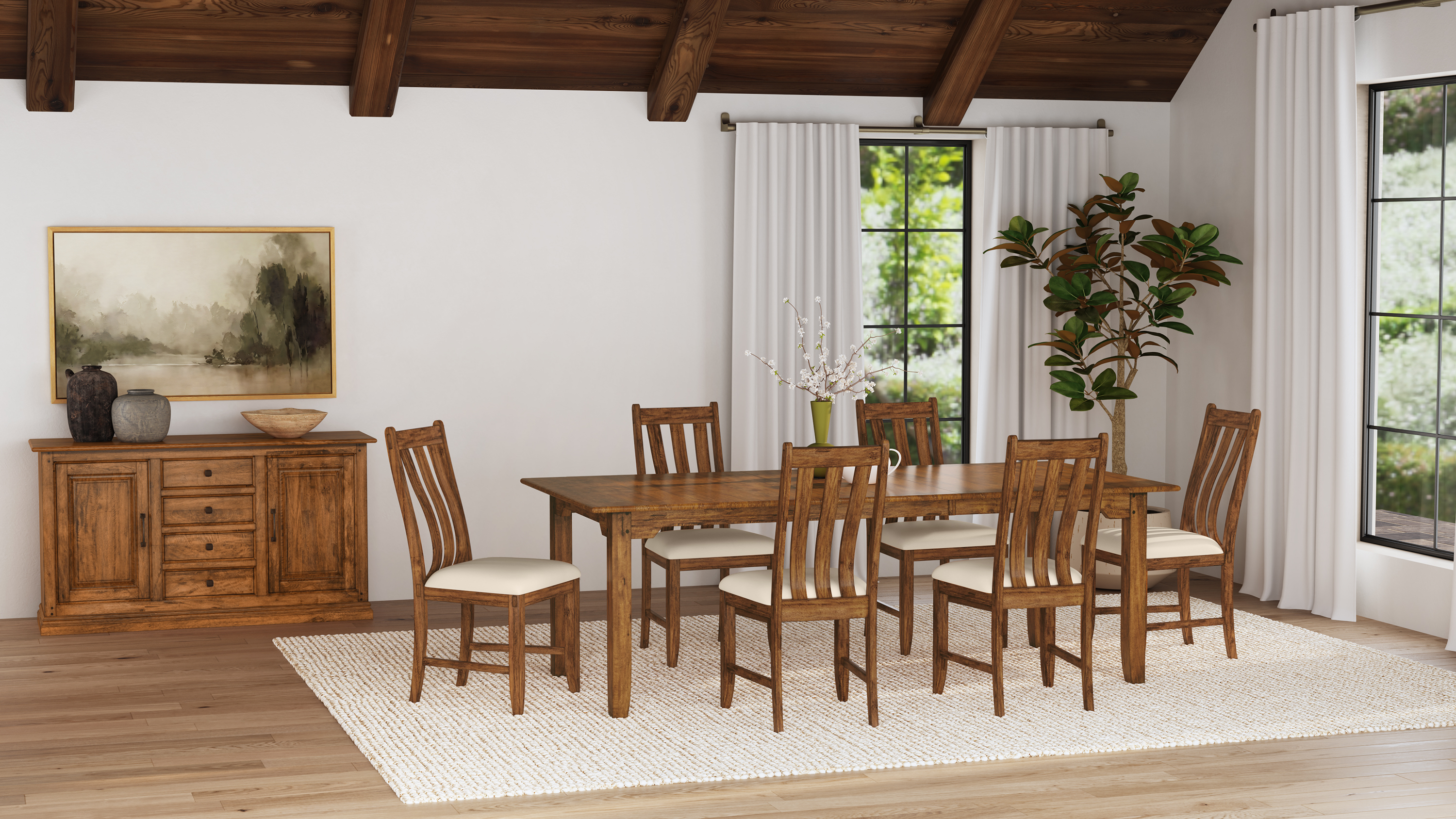 Warm wood dining room collection